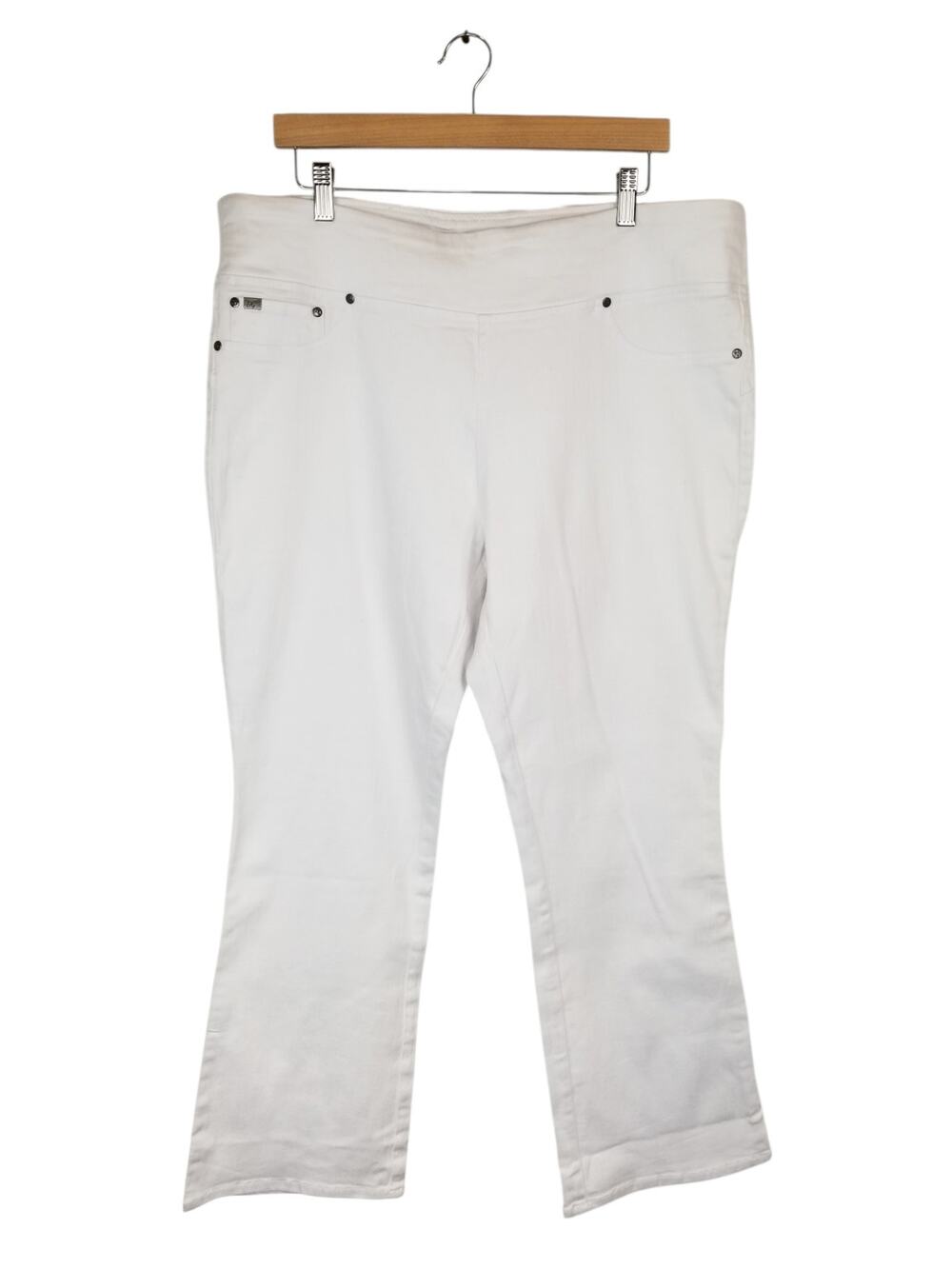 DG2 by Diane Gilman White Pull On Stretch Denim Bootcut Jeans Women's Size PXL